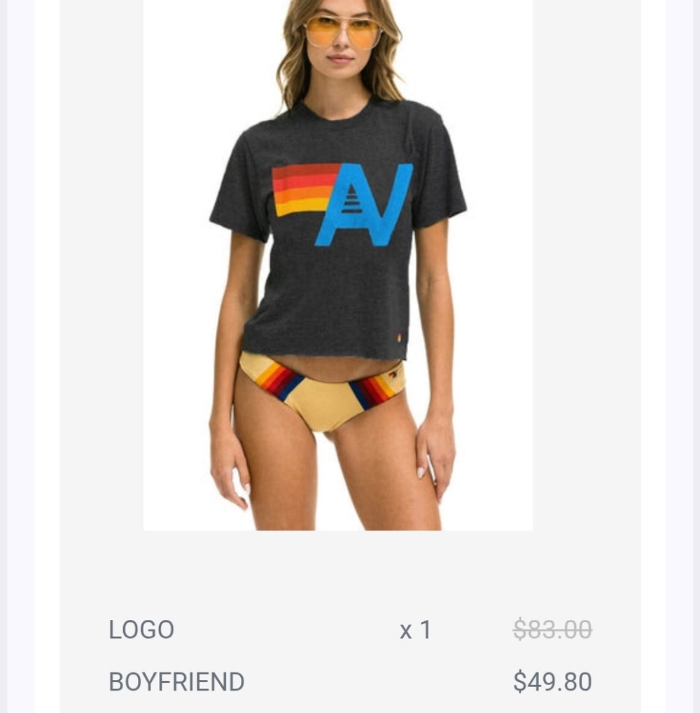 NEW - Aviator Nation Boyfriend Tee, Charcoal, Small